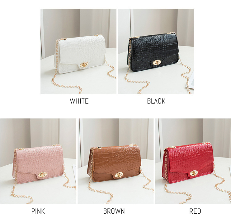 QA-873 - Stylish Lock Chain Sling Bag White